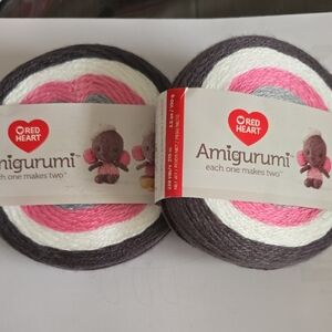Red Heart Amigurumi Yarn - Pink, White, Gray